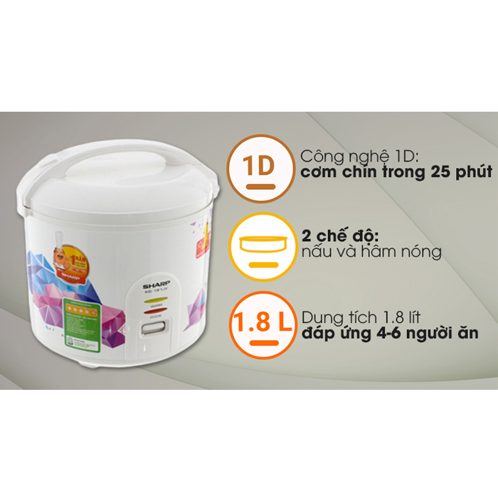 Nồi cơm điện Sharp 1.8 lít KS-18TJV